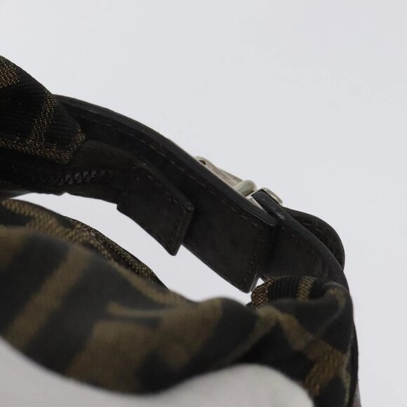 FENDI Zucca Canvas Hand Pouch BagBlack Brown Silver Auth ar13639 - Picture 8 of 16